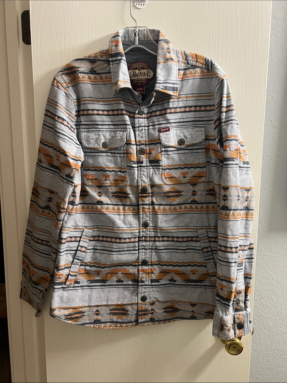 Roper Men's Gray & Mustard Patterned Lightweight Shirt Jacket